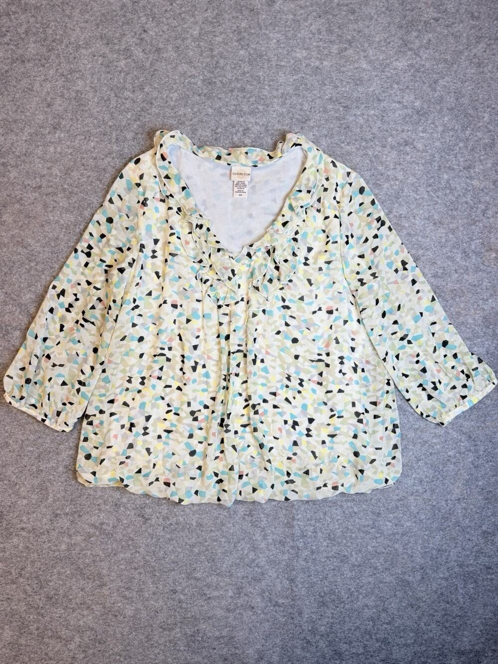WOMENS COVINGTON MULTICOLORED 3/4 SLEEVE BLOUSE SIZE M